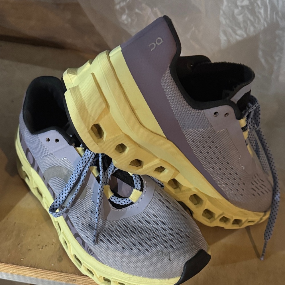 On Running Women's Lavender and Yellow Cloudflow Sneakers